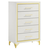 Lucia 5-Drawer White Bedroom Chest front view with drawers closed