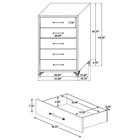 Chest in a bedroom setting with coordinating furniture