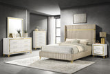 Lucia bedroom chest next to a bed