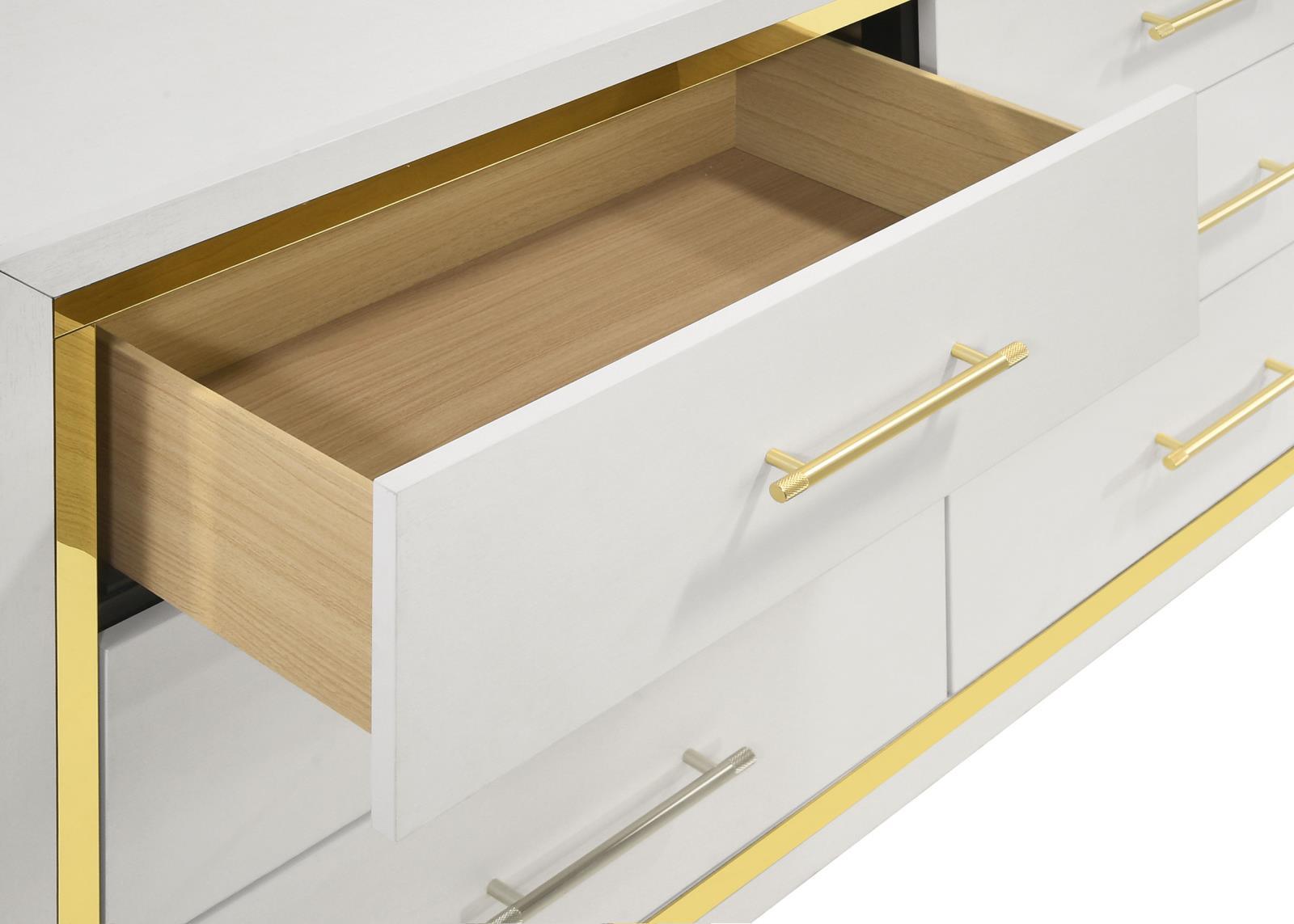 Angle showing overall height and design of Lucia dresser