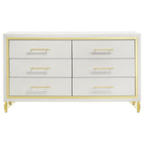 Side angle showing hairpin inspired legs of Lucia dresser