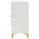Detail of gold trim on Lucia white dresser