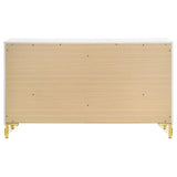 Back view of Lucia white 6-drawer dresser
