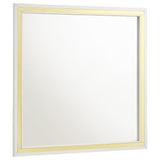 Front view of Lucia dresser mirror white with gold trim