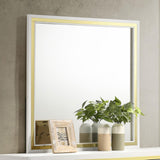 Side angle of Lucia dresser mirror showing slim profile