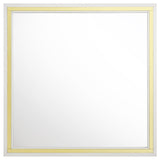 Close-up of gold trim on white frame of Lucia mirror
