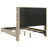 Lucia Upholstered Queen Wingback Panel Bed beige angled view
