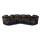 Lucky Charm Brown Air Leather 3-Piece Reclining Sectional view 2