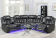 Lucky Charm Grey Faux Leather Reclining Sectional Sofa front view