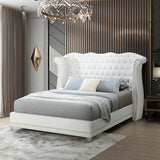 Luxor White Velvet Upholstered Tufted Platform Queen Bed