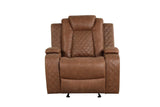 Side view of Luz Tan reclining sofa