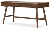 Lyncott Brown 60" Mid-Century Style Home Office Desk side angle