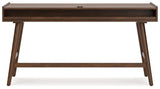 Lyncott Brown 60" Mid-Century Style Home Office Desk drawer detail
