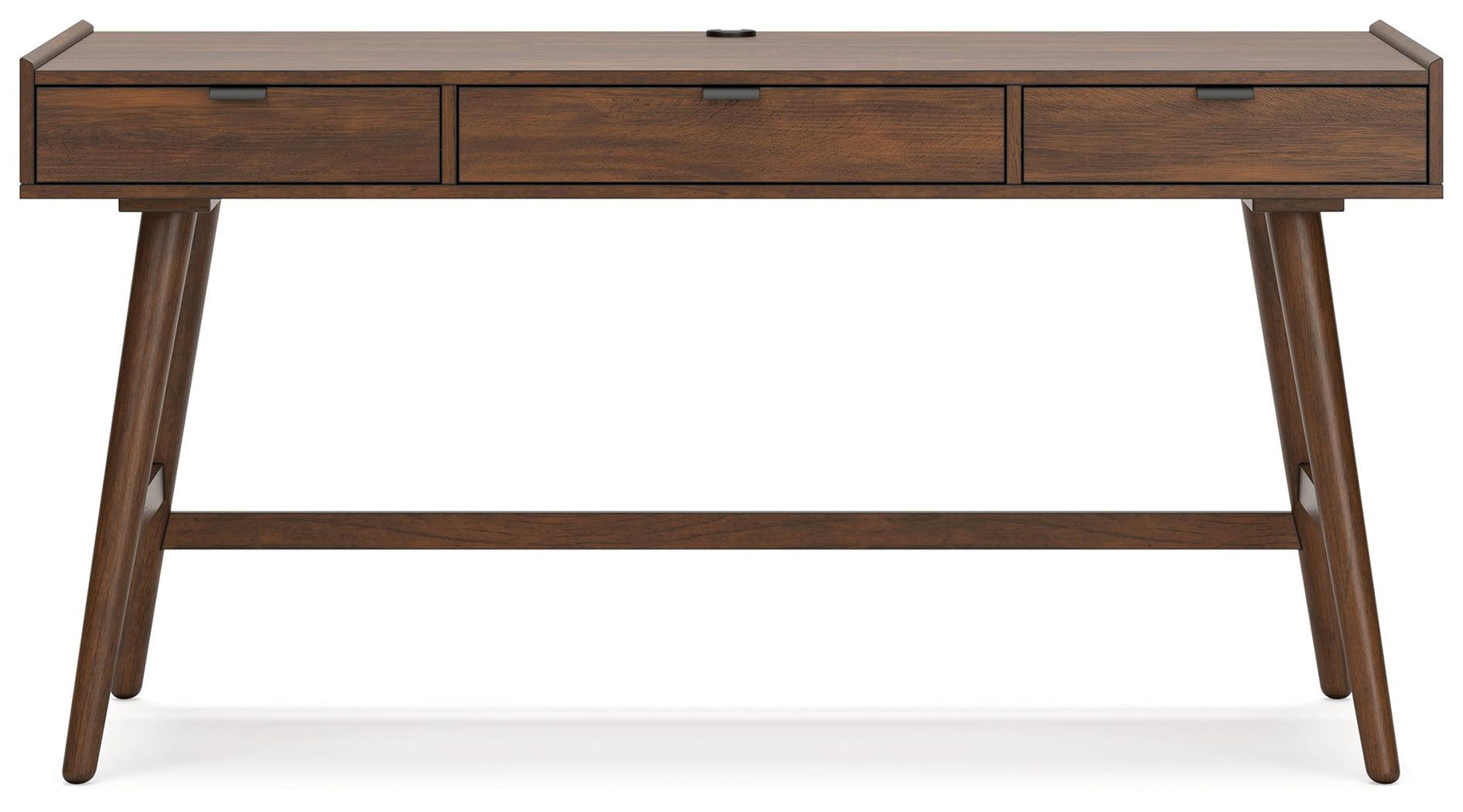Lyncott Brown 60" Mid-Century Style Home Office Desk cord management