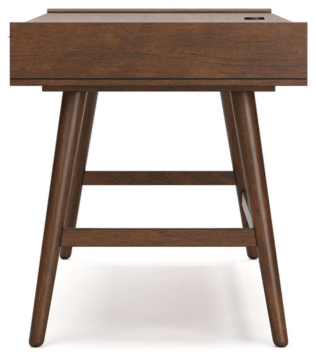 Lyncott Brown 60" Mid-Century Style Home Office Desk side profile