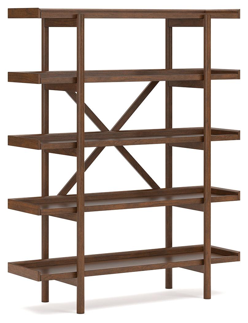 Lyncott 70 inch bookcase side view with round legs