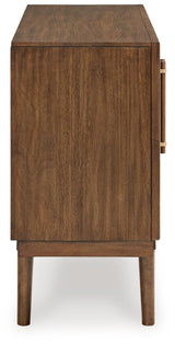 Interior shelf behind cabinet doors of Lyncott Dining Server