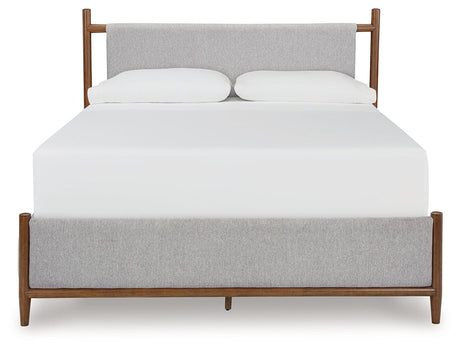 Close-up of Lyncott bed upholstered cushioned headboard
