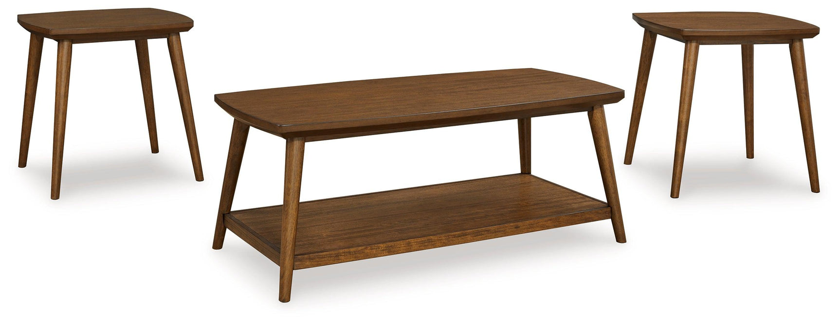 Lyncott Medium Brown Wood Table Set side angle