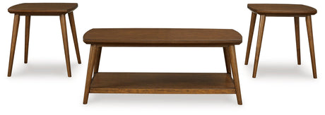Lyncott Medium Brown Wood Table Set living room styling with accessories