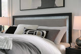 Maeling Black King Upholstered Panel Bed detail view