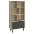 Maeve 3-Shelf Engineered Wood Bookcase with Drawers Antique Pine and Grey front view