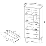 Maeve bookcase bottom drawers open view