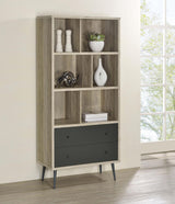 Maeve 3-Shelf Engineered Wood Bookcase with Drawers side angle
