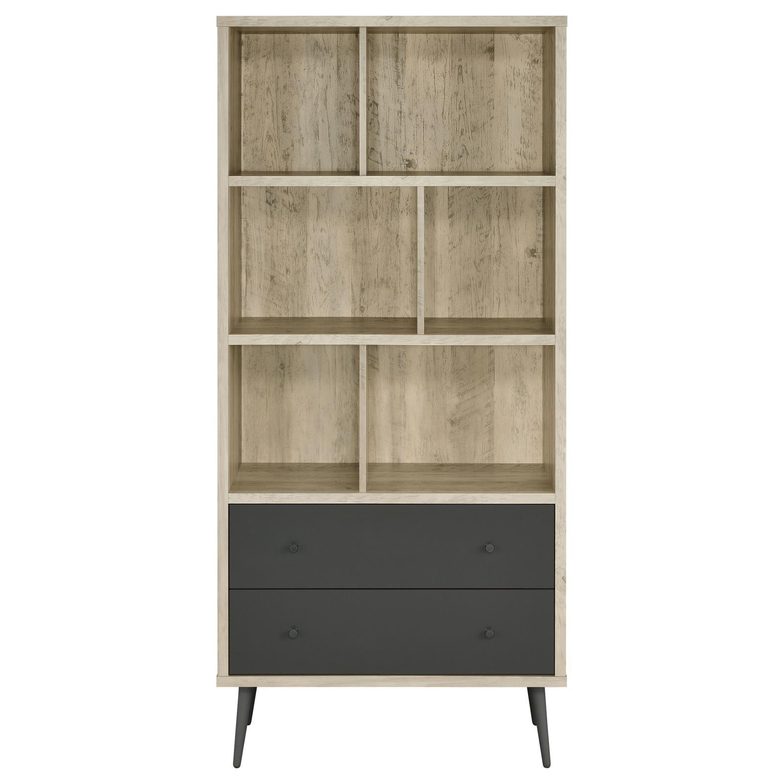 Maeve bookcase highlighting antique pine wood grain