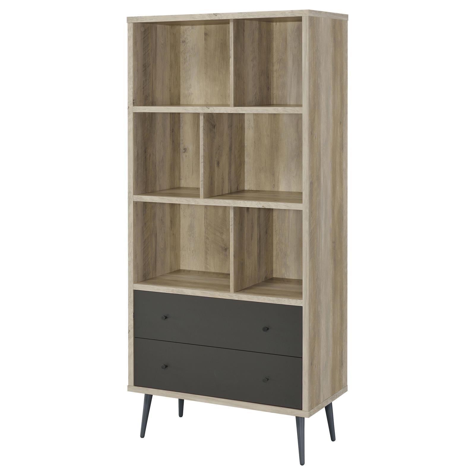 Maeve bookcase with grey metal splayed legs