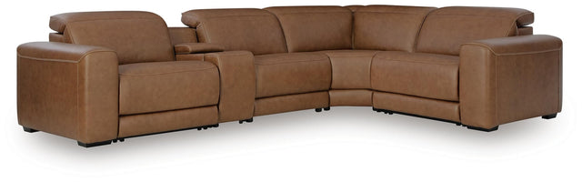 Magic Man Caramel 5-Piece Power Reclining Sectional with Console - image 1