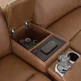 Magic Man Caramel 5-Piece Power Reclining Sectional with Console - image 4