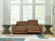 Magic Man Caramel Leather 2-Piece Power Reclining Sectional Loveseat - image 1