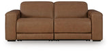 Magic Man Caramel Leather 2-Piece Power Reclining Sectional Loveseat - image 2