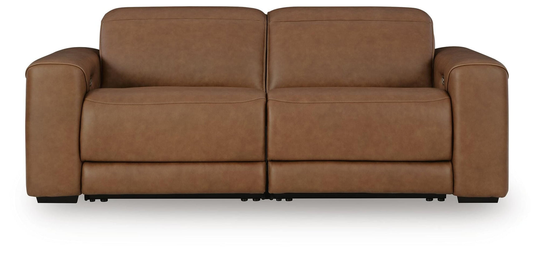 Magic Man Caramel Leather 2-Piece Power Reclining Sectional Loveseat - image 2