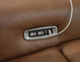 Magic Man Caramel Leather 2-Piece Power Reclining Sectional Loveseat - image 4