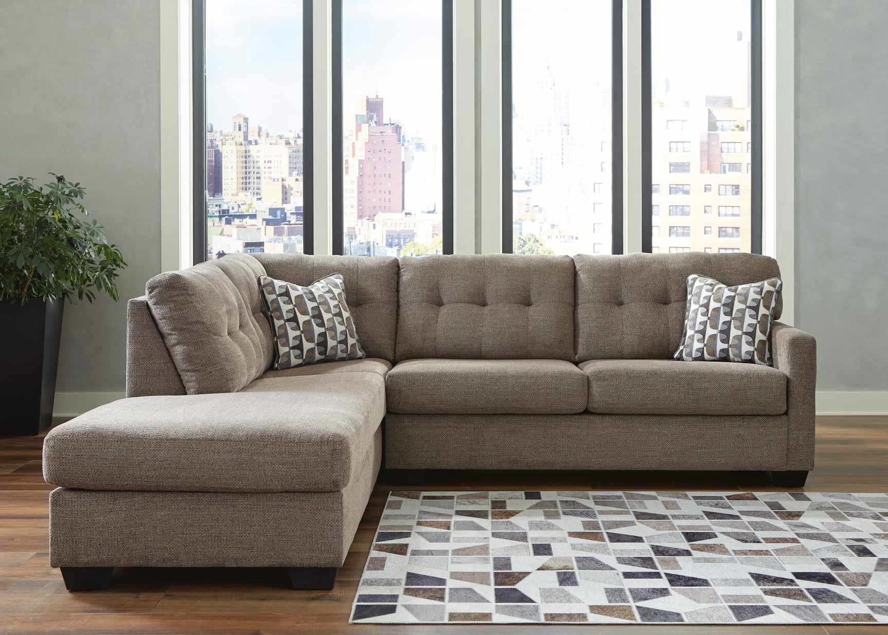 Mahoney Chocolate 2-Piece Sectional with Ottoman - image 10