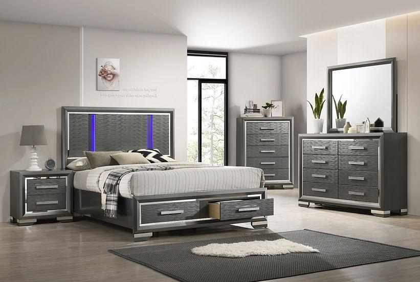 Maisy Gray LED Storage Platform Bedroom Set main view