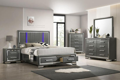 Maisy Gray LED Storage Platform Bedroom Set main view