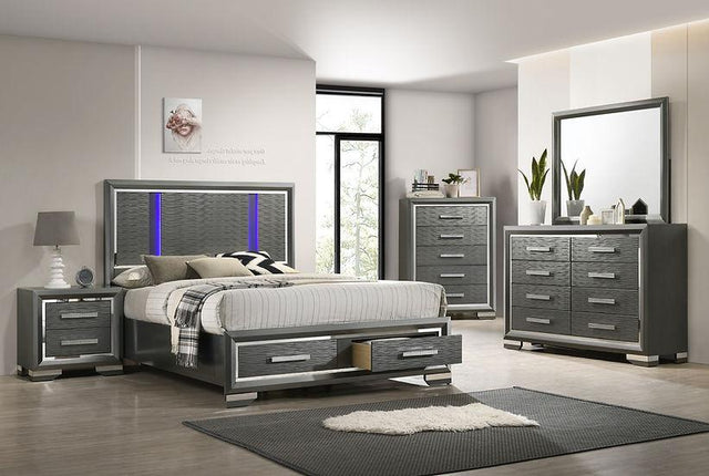 Maisy Gray LED Storage Platform Bedroom Set main view