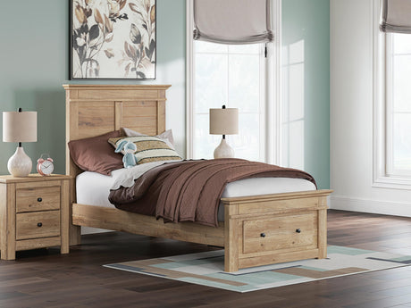 Makidern Tan Twin Panel Storage Bed from Decor Furniture