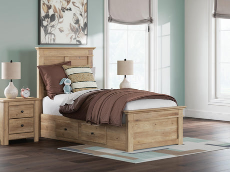 Makidern Tan Twin Panel Storage Bed from Decor Furniture