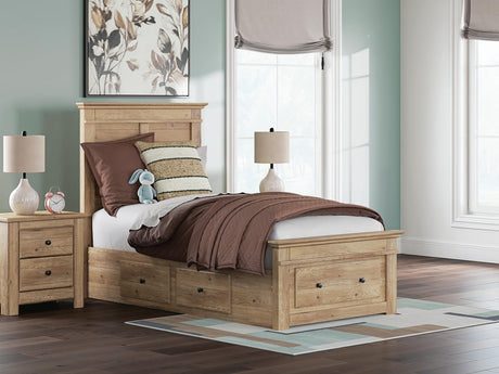 Makidern Tan Twin Panel Storage Bed from Decor Furniture