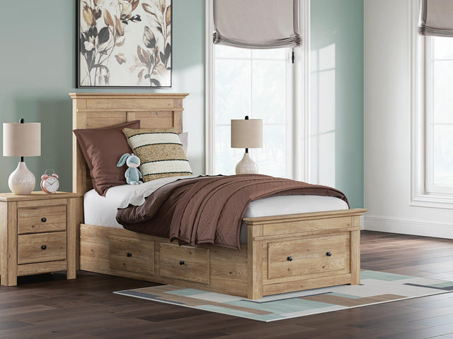 Makidern Tan Twin Panel Storage Bed from Decor Furniture
