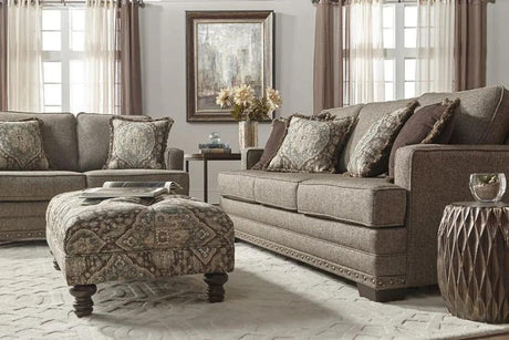 Malibu Buckhorn tan fabric sofa front view