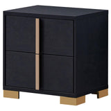 Top view of Marceline nightstand surface showcasing black finish