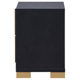 Marceline nightstand with drawers partially open showing construction and glides