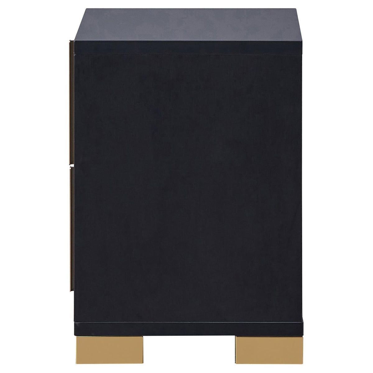 Marceline nightstand with drawers partially open showing construction and glides