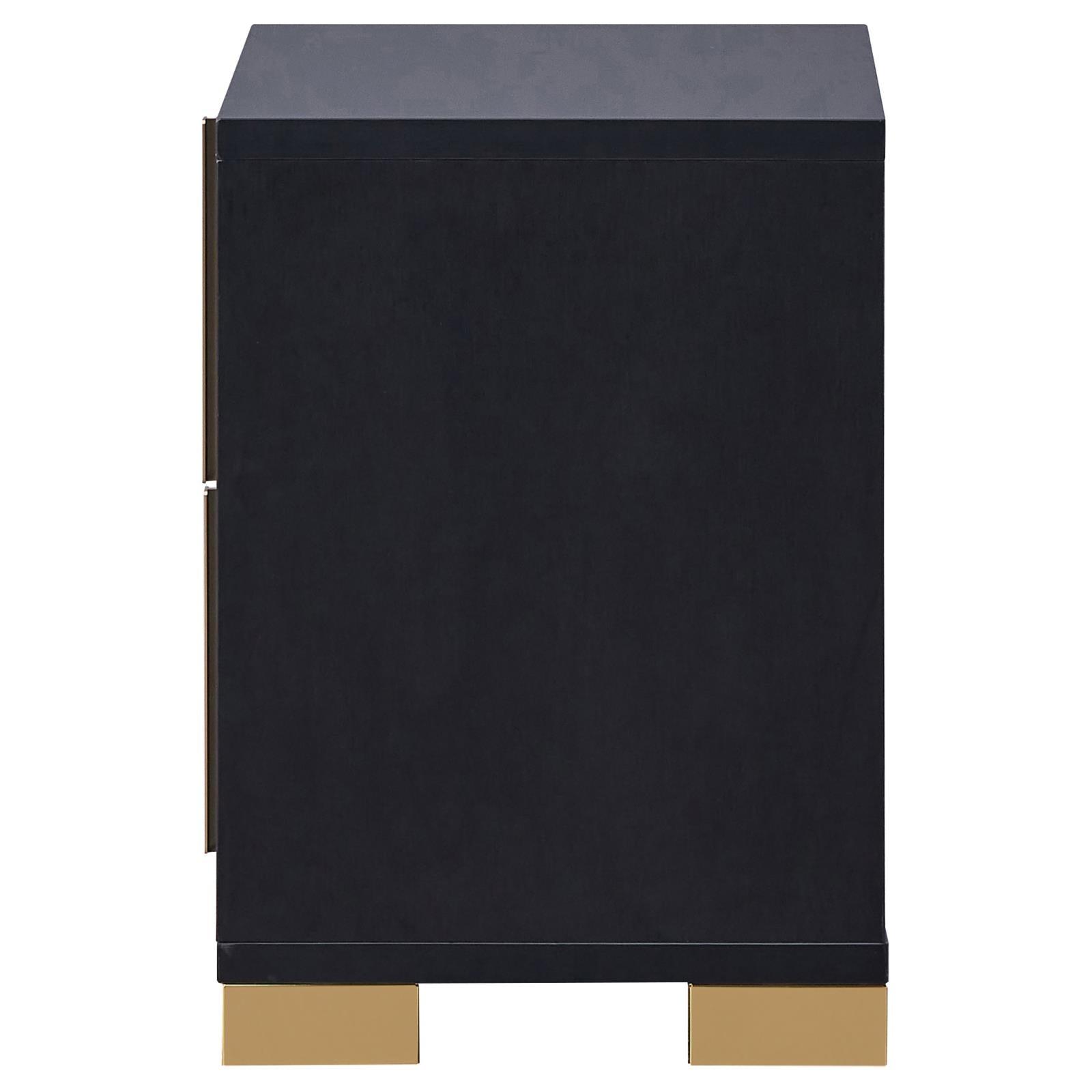 Marceline nightstand with drawers partially open showing construction and glides