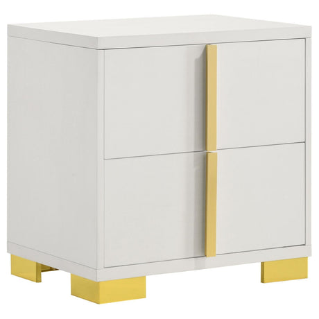 Marceline 2-Drawer White Nightstand front angle